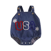 Sleeveless USA Denim Baby Romper