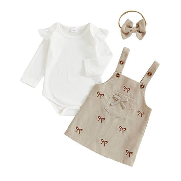 Long Sleeve Bows Ruffled Baby Set