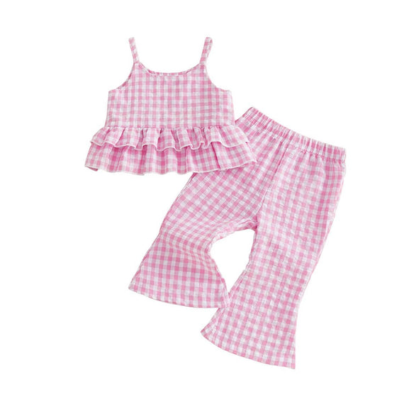 Sleeveless Pink Checkered Toddler Set Sets The Trendy Toddlers 