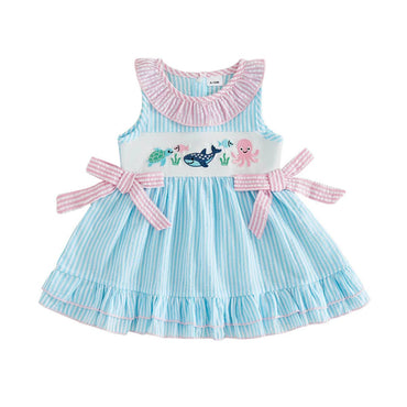Sleeveless Seaside Striped Toddler Dress