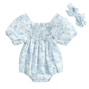 Puff Sleeve Ruched Baby Romper   