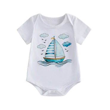 Short Sleeve Sailboat Baby Bodysuit