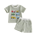 Construction Vehicles Striped Toddler Set