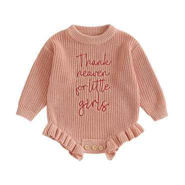 Long Sleeve Knit Baby Bodysuit Pink 0-3 M