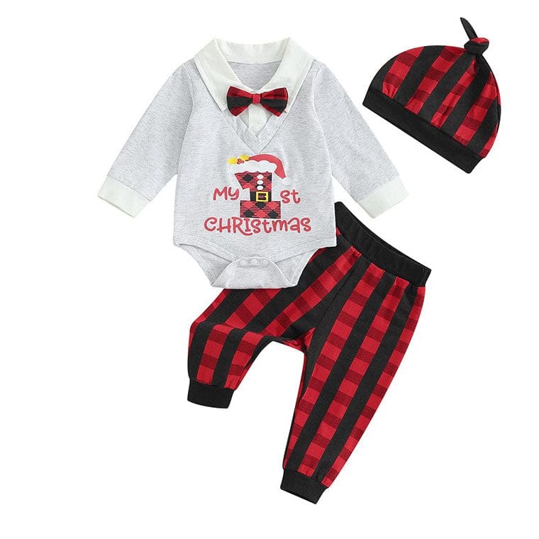First Christmas Plaid Baby Set Holiday The Trendy Toddlers 