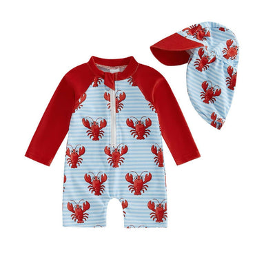 Long Sleeve Striped Crab Baby Swimsuit