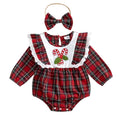 Christmas Lace Plaid Baby Romper Red 0-3 M 