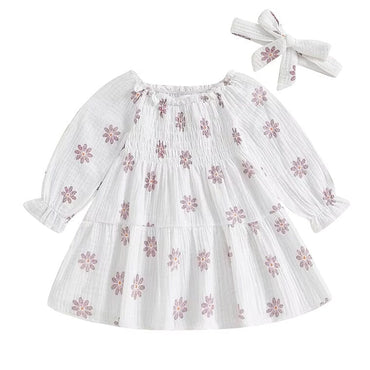 Long Sleeve Floral Toddler Dress   