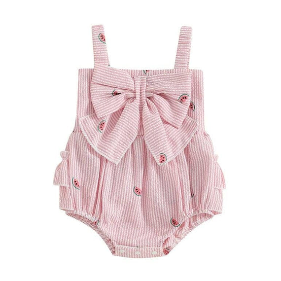 Pink Watermelon Striped Baby Romper