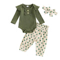 Long Sleeve Polka Dot Baby Set Green 0-3 M 