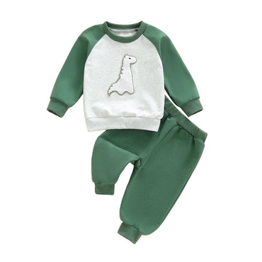 Long Sleeve Dinosaur Solid Pants Toddler Set