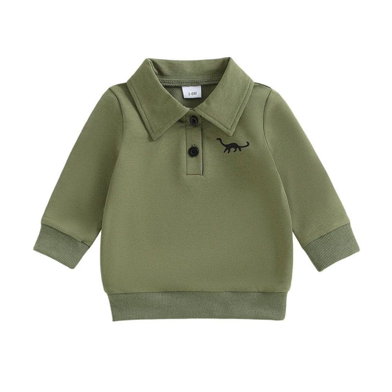 Long Sleeve Dino Collar Toddler Sweatshirt Green 9-12 M