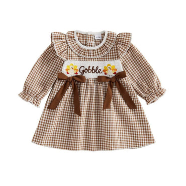 Long Sleeve Thanksgiving Gobble Toddler Dress Dresses The Trendy Toddlers 
