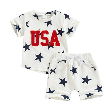 Short Sleeve USA Stars Baby Set Sets The Trendy Toddlers 