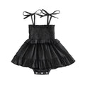 Sleeveless Tie Shoulder Solid Baby Romper Black 0-3 M