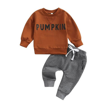 Brown Sweatshirt Pumpkin Set Sets The Trendy Toddlers 