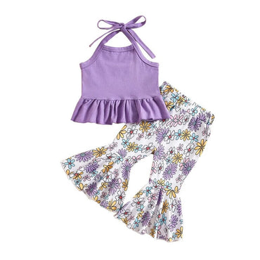 Purple Floral Flared Baby Set   