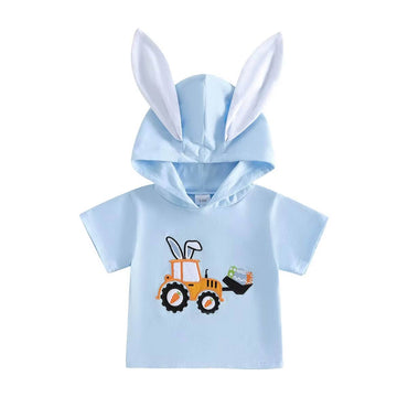 Short Sleeve Easter Tractor Hooded Toddler Tee