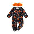 Long Sleeve Halloween Footed Baby Jumpsuit Black Newborn