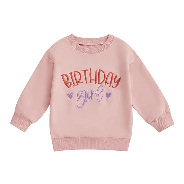 Embroidered Birthday Girl Toddler Sweatshirt Pink 12-18 M 