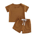 Solid Ribbed Baby Set Brown 3-6 M 