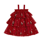 Sleeveless Christmas Tulle Toddler Dress Red 9-12 M