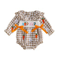Long Sleeve Hip Hop Plaid Baby Romper Brown 0-3 M