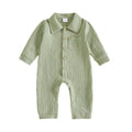 Long Sleeve Solid Collar Baby Jumpsuit Jumpsuit The Trendy Toddlers Green 0-3 M 