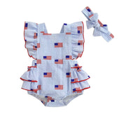American Striped Baby Romper