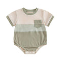 Short Sleeve Waffle Baby Romper Green 0-3 M