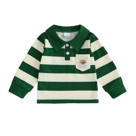 Long Sleeve Striped Football Toddler Pullover