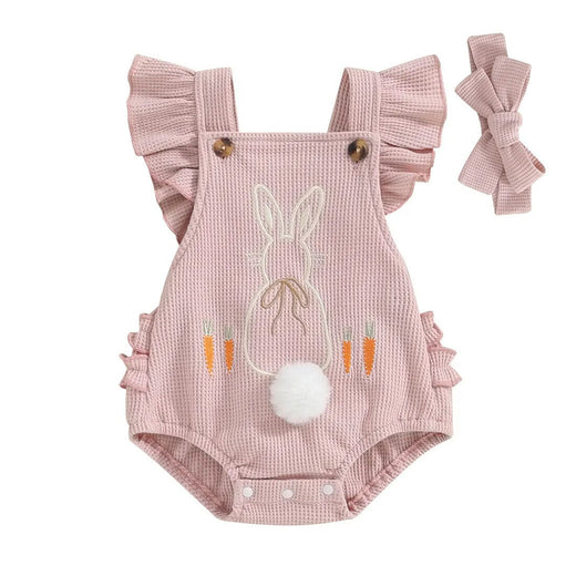 Fly Sleeve Bunny Backless Baby Romper Pink 0-3 M 