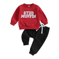 Long Sleeve Stud Muffin Baby Set Red 3-6 M 