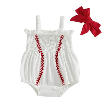 Sleeveless Smocked Baseball Baby Romper Rompers The Trendy Toddlers 