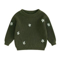 Floral Knit Baby Sweater Green 0-3 M 