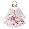 Long Sleeves Jacket Floral Baby Dress   