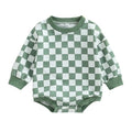 Long Sleeve Checkered Baby Bodysuit Green 3-6 M 