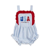 Sleeveless 4th of July Striped Baby Romper