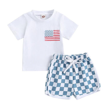 4th of July Checkered Shorts Baby Set Sets The Trendy Toddlers 
