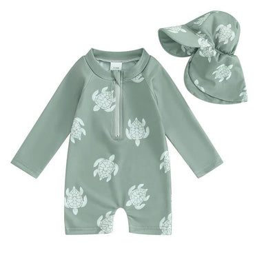 Long Sleeve Turtle Zipper Baby Swimsuit Swimwear The Trendy Toddlers 