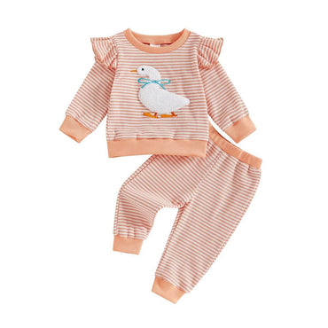 Long Sleeve Striped Goose Baby Set