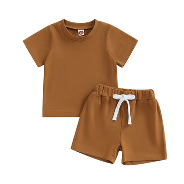 Short Sleeve Solid Baby Set Sets The Trendy Toddlers Brown 3-6 M 
