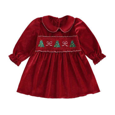 Puff Sleeve Velvet Christmas Toddler Dress