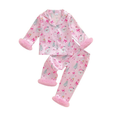 Long Sleeve Christmas Pink Toddler Pajama Set