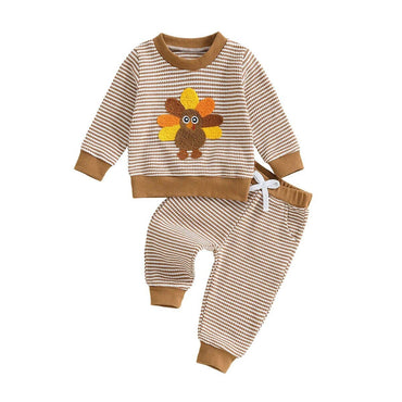 Long Sleeve Turkey Striped Baby Set