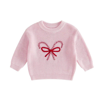 Candy Cane Christmas Toddler Sweater Pink 9-12 M