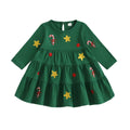 Long Sleeve Green Christmas Baby Dress
