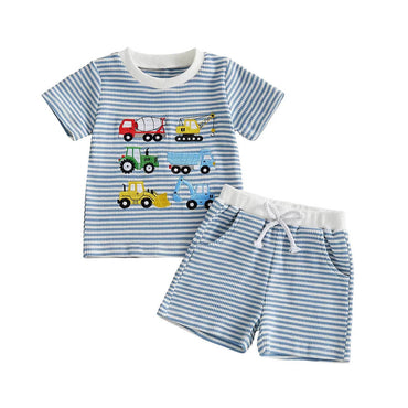 Construction Vehicles Striped Toddler Set