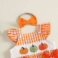 Fly Sleeve Gingham Pumpkins Baby Romper Rompers The Trendy Toddlers 