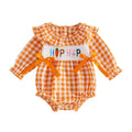 Long Sleeve Hip Hop Plaid Baby Romper Orange 0-3 M